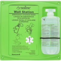 Saline eye wash station