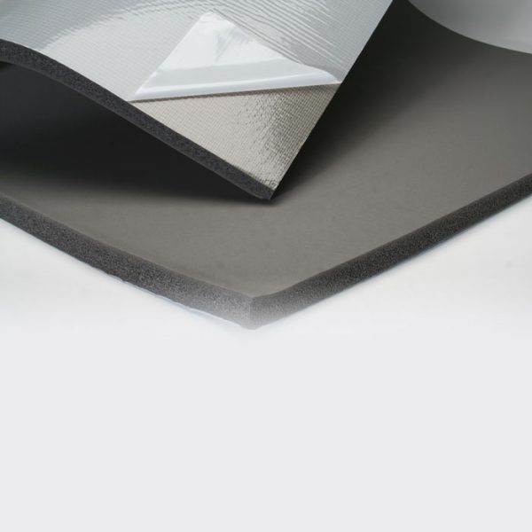 Sheet rubber insulation with psa