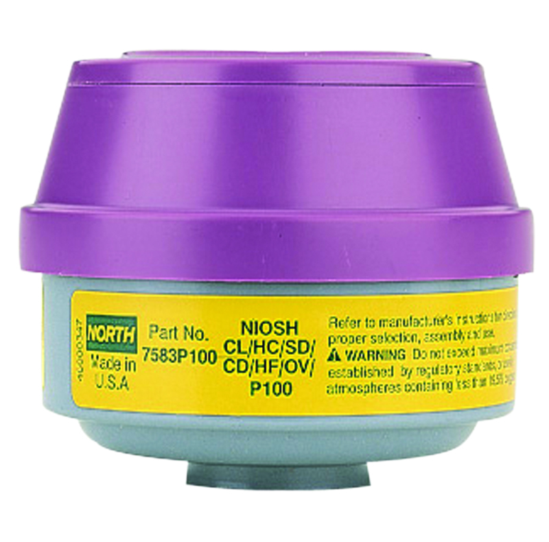 North by Honeywell 7583P100L P100 Combination Acid Gas and Organic Vapor Cartridges Yellow/Magenta 