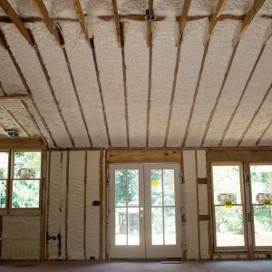 Spray Foam Insulation Application - Completed Ceiling and Wall