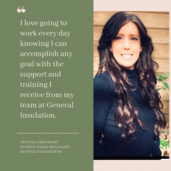 Crystal Chaumont, Especialista externo en ventas, Seattle, WA Employee Spotlight Aislamiento General