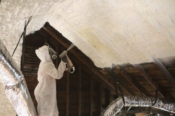 Spray Foam Insulation Application - Roof Joists