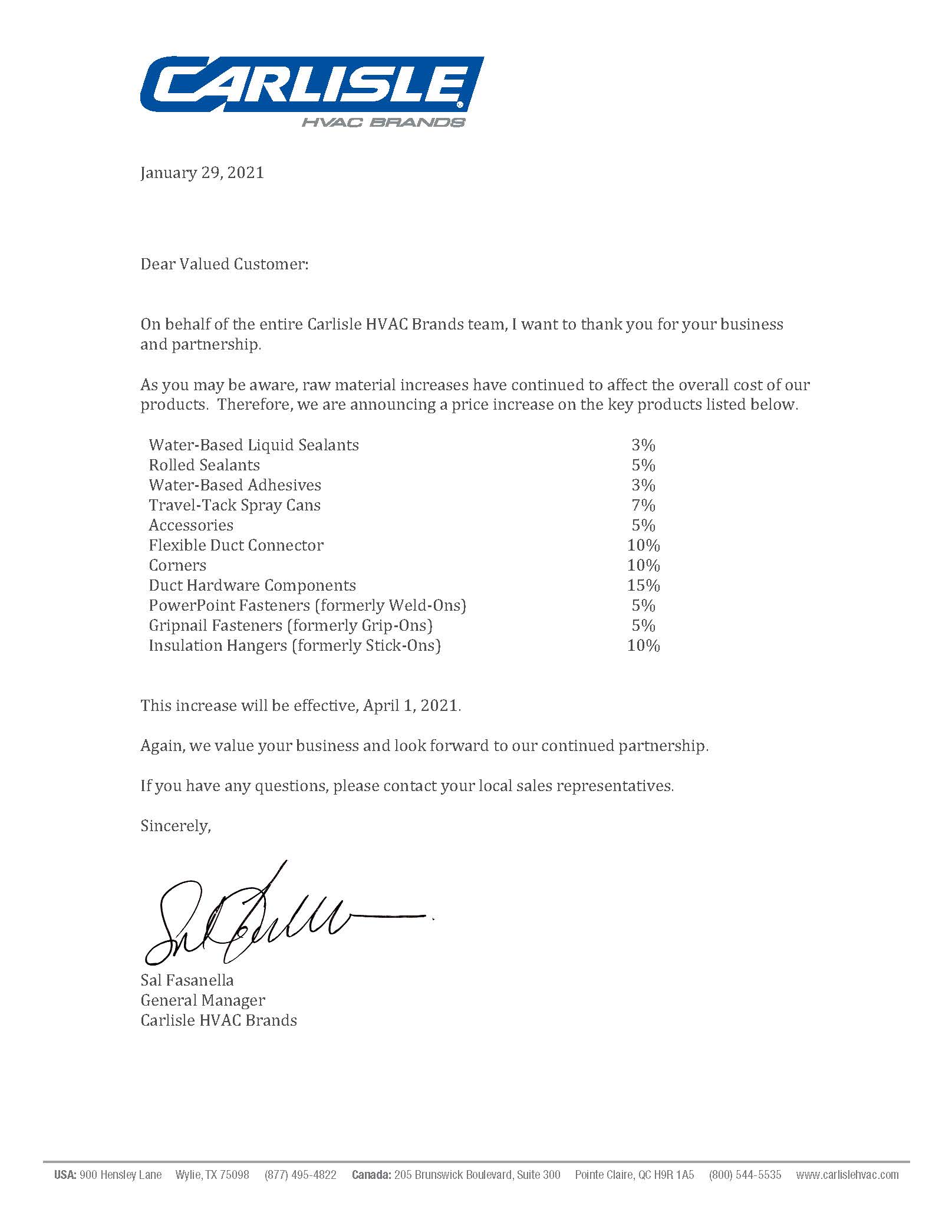 HARDCAST 315 PRICE INCREASE EFFECTIVE APRIL 1, 2021 General Insulation