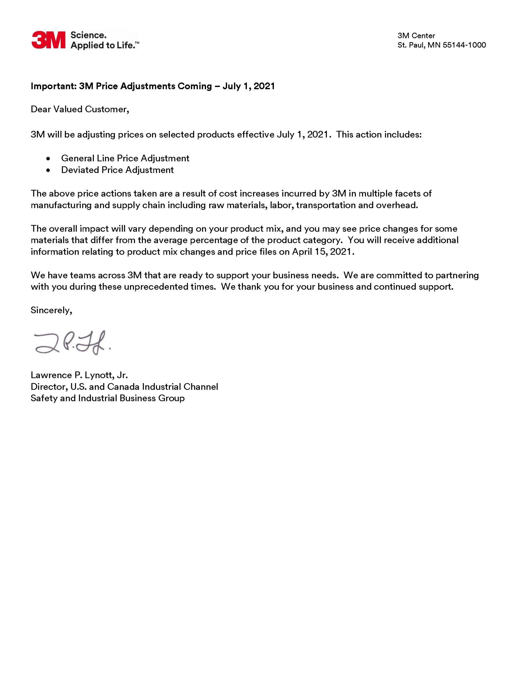 IMPORTANT: 3M PRICE ADJUSTMENTS COMING JULY 1, 2021 - General 
